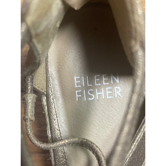 Eileen Fisher Metallic Leather Wanda Espadrille Wedge Sandal Women's Size 7 - Picture 4 of 7